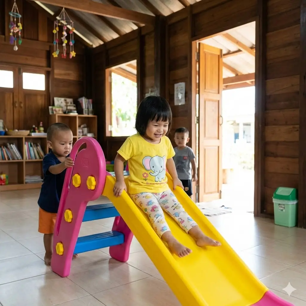 Anak bermain perosotan